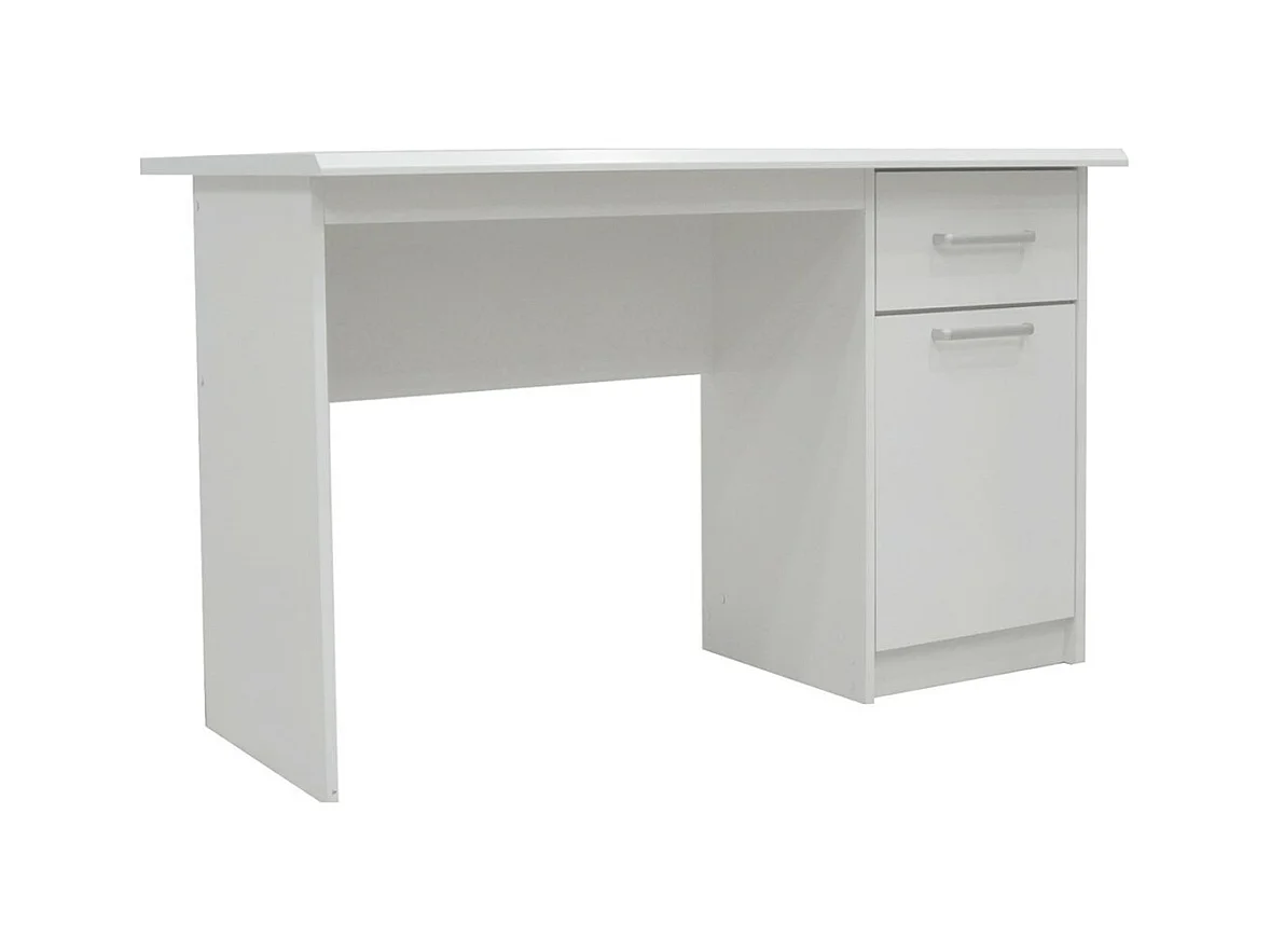 Bureau droit de la collection PRAGUE un tiroir et une porte coloris blanc