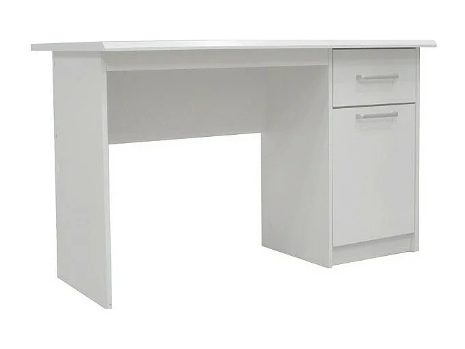 Recht bureau uit de PRAGUE collectie met één lade en een deur in witte kleur