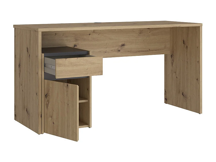 Bureau 140 cm et caisson décor bois chêne et gris foncé mat - ODYSSÉE