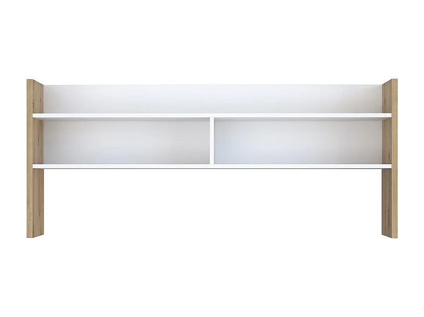 Surmeuble de bureau 140 cm blanc mat et décor bois de chêne - ODYSSÉE