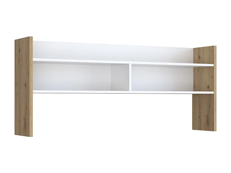 Surmeuble de bureau 140 cm blanc mat et décor bois de chêne - ODYSSÉE