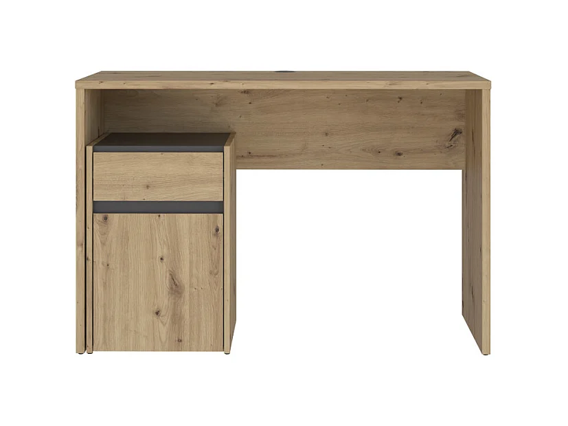 Bureau 110 cm et caisson décor bois chêne et gris foncé mat - ODYSSÉE
