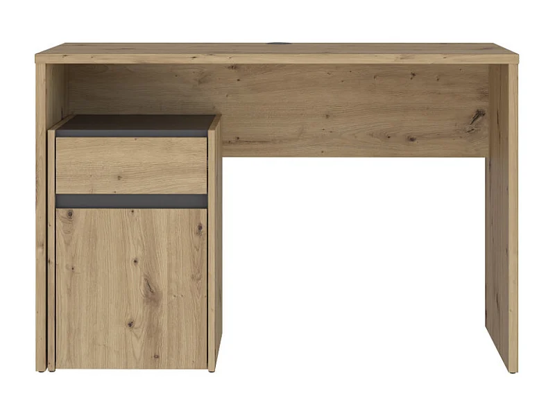 Bureau 110 cm et caisson décor bois chêne et gris foncé mat - ODYSSÉE