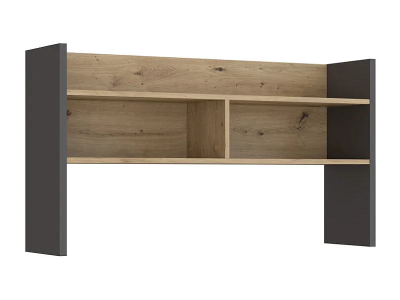 Surmeuble de bureau 110 cm décor bois de chêne et gris foncé - ODYSSÉE