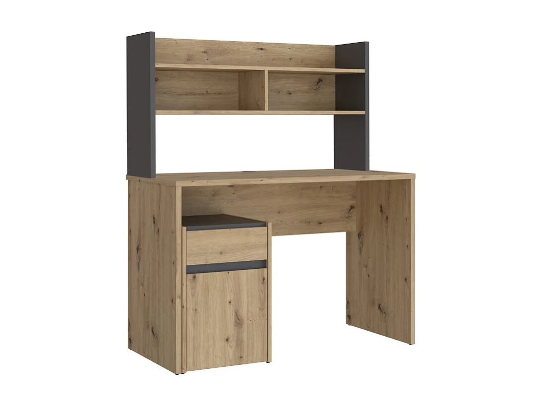Surmeuble de bureau 110 cm décor bois de chêne et gris foncé - ODYSSÉE