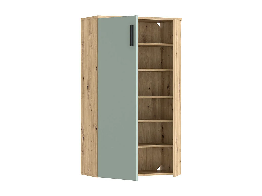 Meuble à chaussures 2 portes décor bois chêne et vert sauge – AMELIE