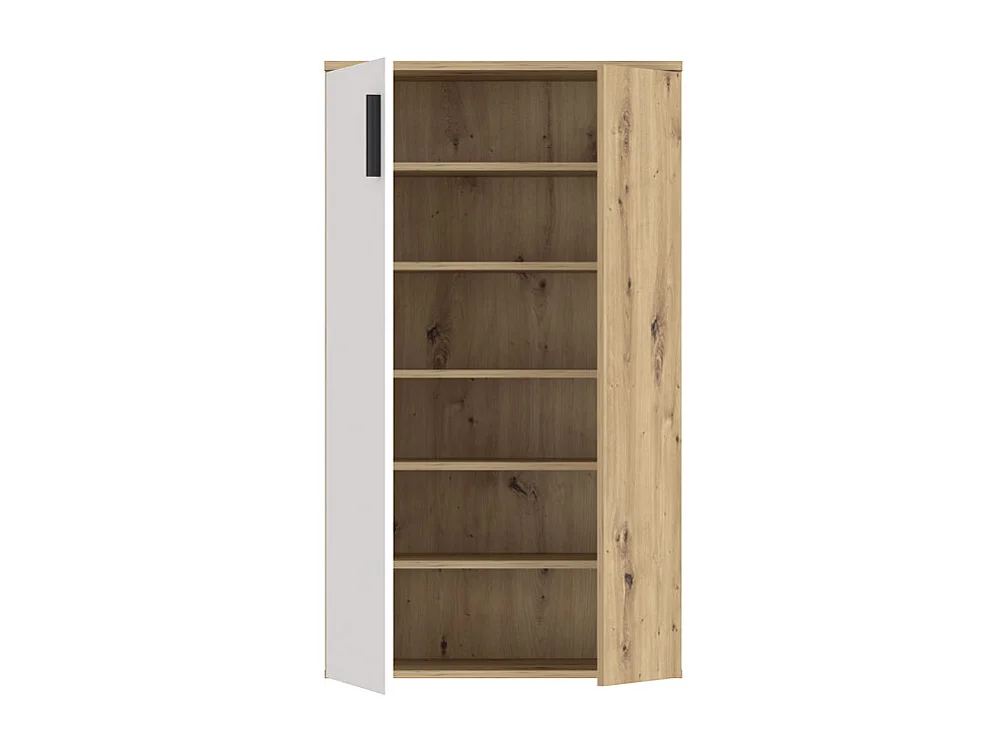Meuble à Chaussures 2 portes décor bois de chêne et blanc mat – AMELIE