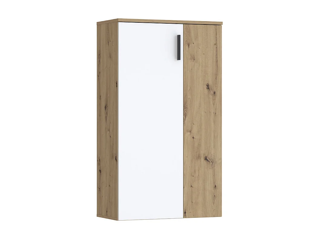 Meuble à Chaussures 2 portes décor bois de chêne et blanc mat – AMELIE