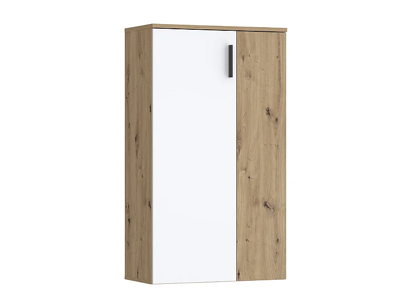 Meuble à Chaussures 2 portes décor bois de chêne et blanc mat – AMELIE
