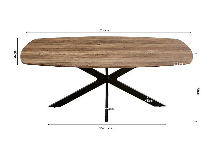 Table à manger ovale pour 10 personnes collection TUNIS. Pieds design en métal.