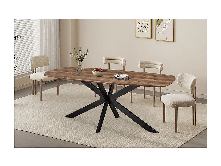 Table à manger ovale pour 10 personnes collection TUNIS. Pieds design en métal.