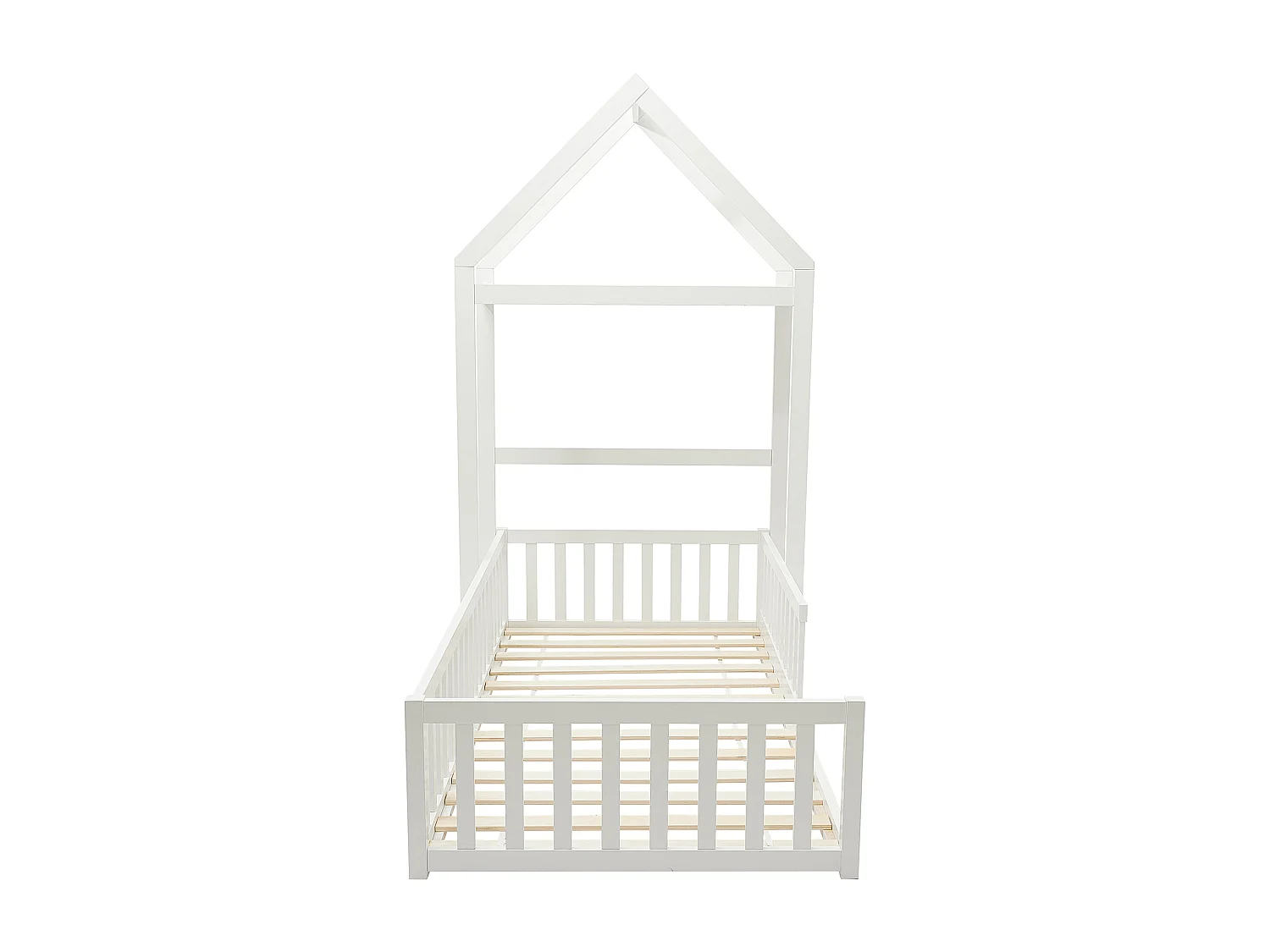 Lit cabane 90 x 190 cm - Pin et MDF - Blanc - VARLAINE