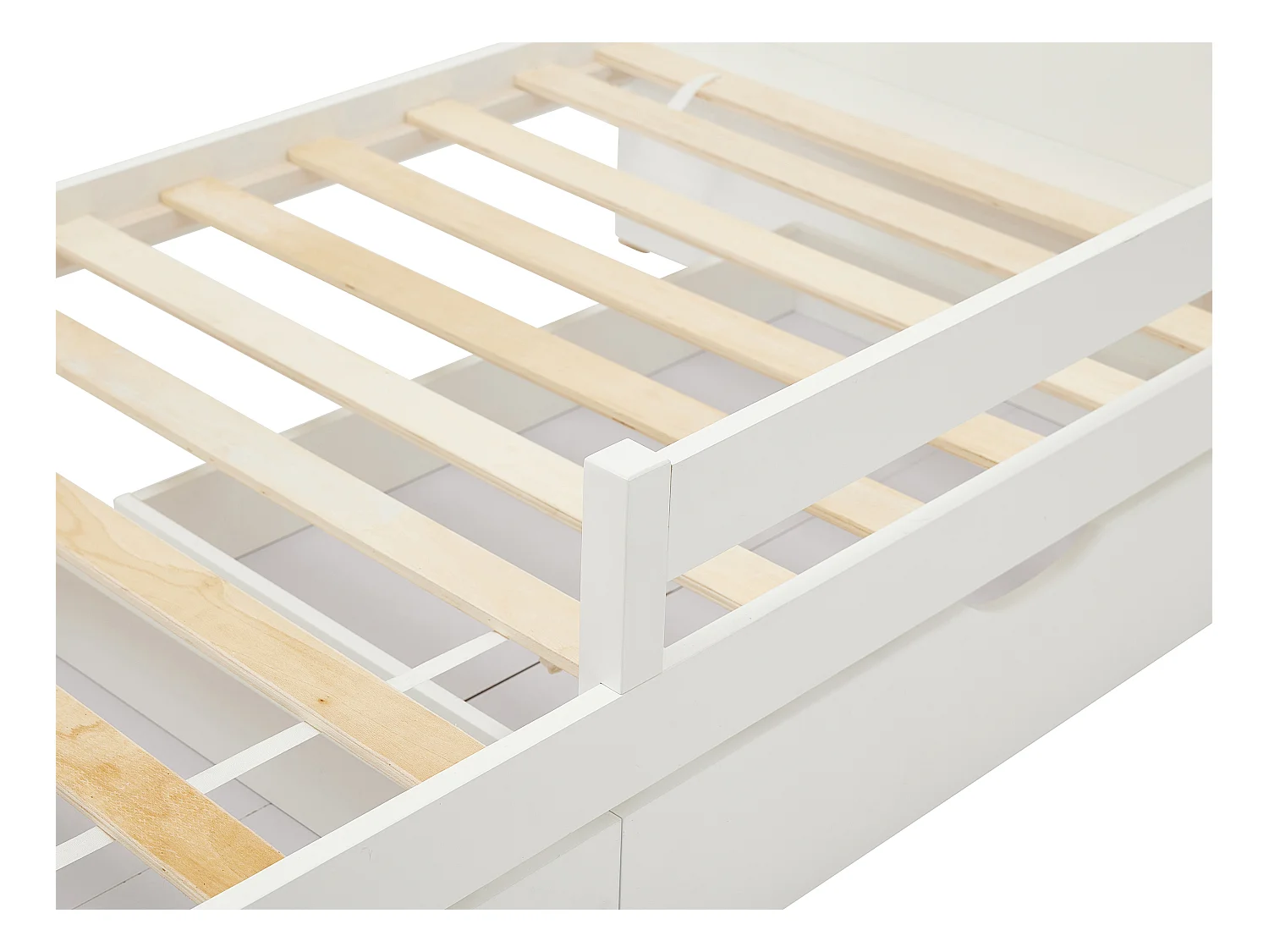 Tipi-bed 90 x 190 cm met lades - Grenen en mdf - Kleur: wit en naturel - LUANCO