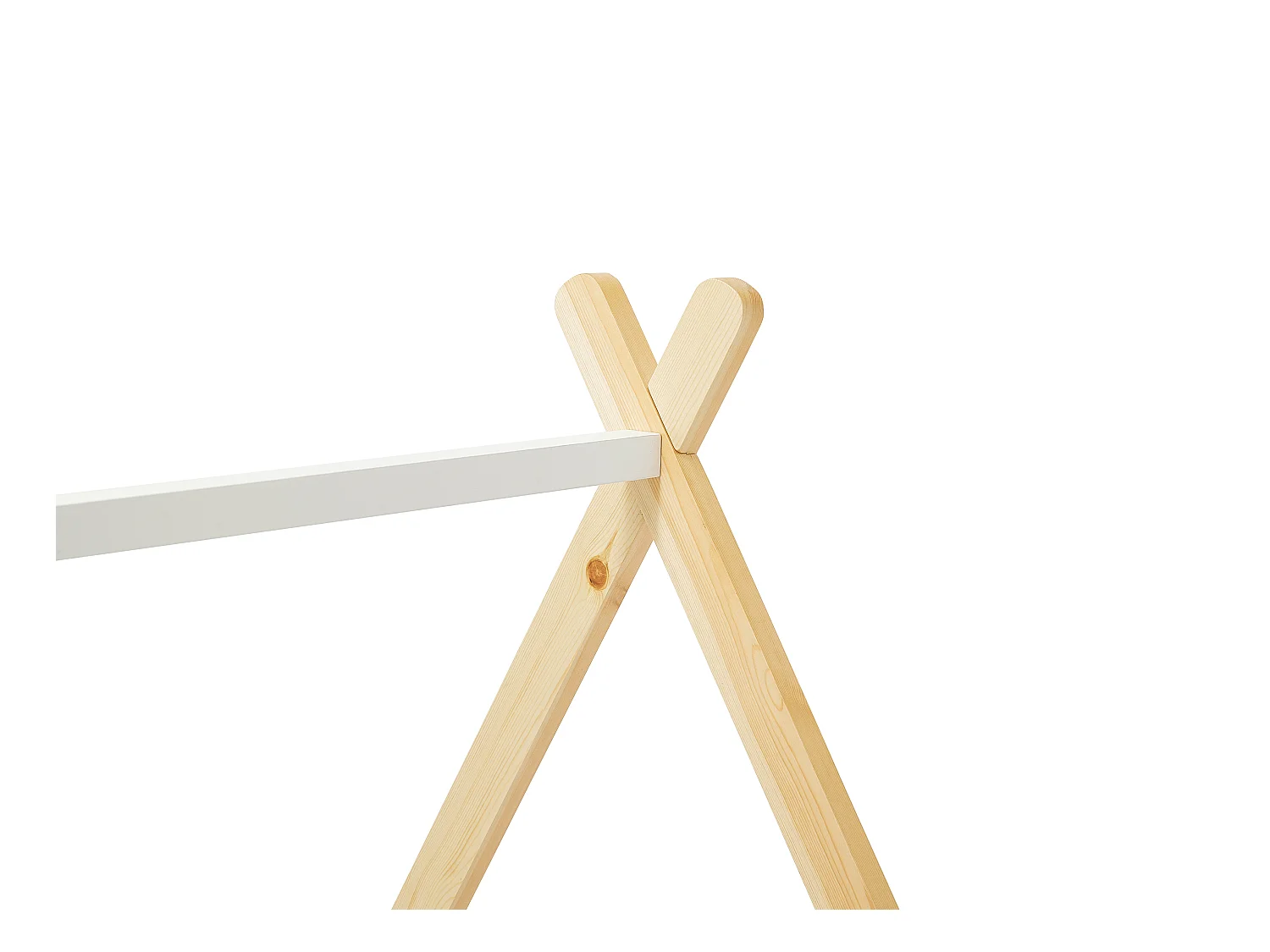 Tipi-bed 90 x 190 cm met lades - Grenen en mdf - Kleur: wit en naturel - LUANCO