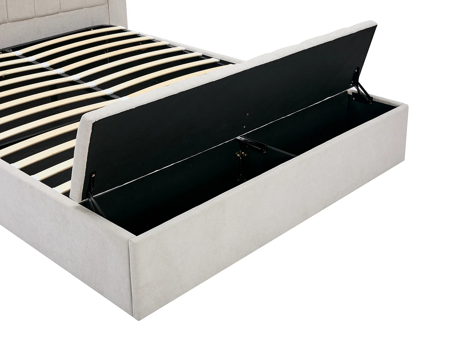 Lit coffre 140 x 190 cm avec banc - Tissu - Beige - DOUINO