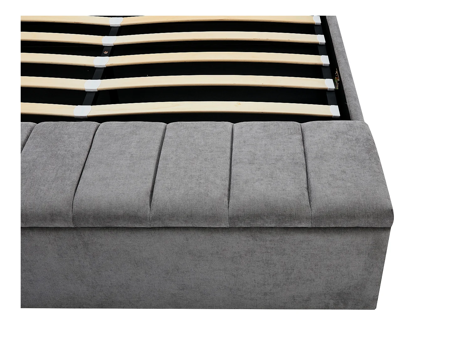 Lit coffre 140 x 190 cm avec banc - Tissu - Gris - DOUINO