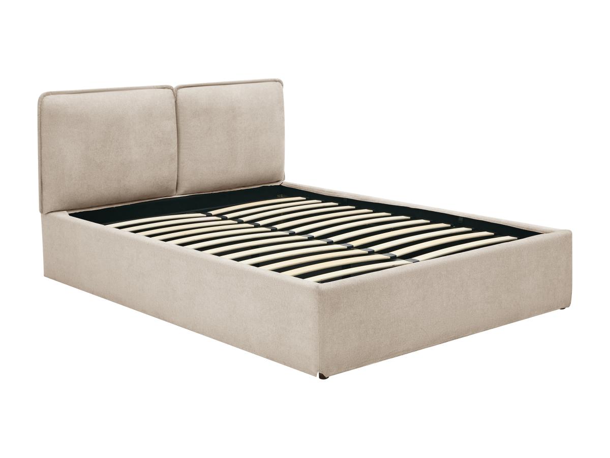 Bett mit Stauraum mit abnehmbarem Bezug – 140 x 190 cm – Stoff – Beige – TE günstig online kaufen