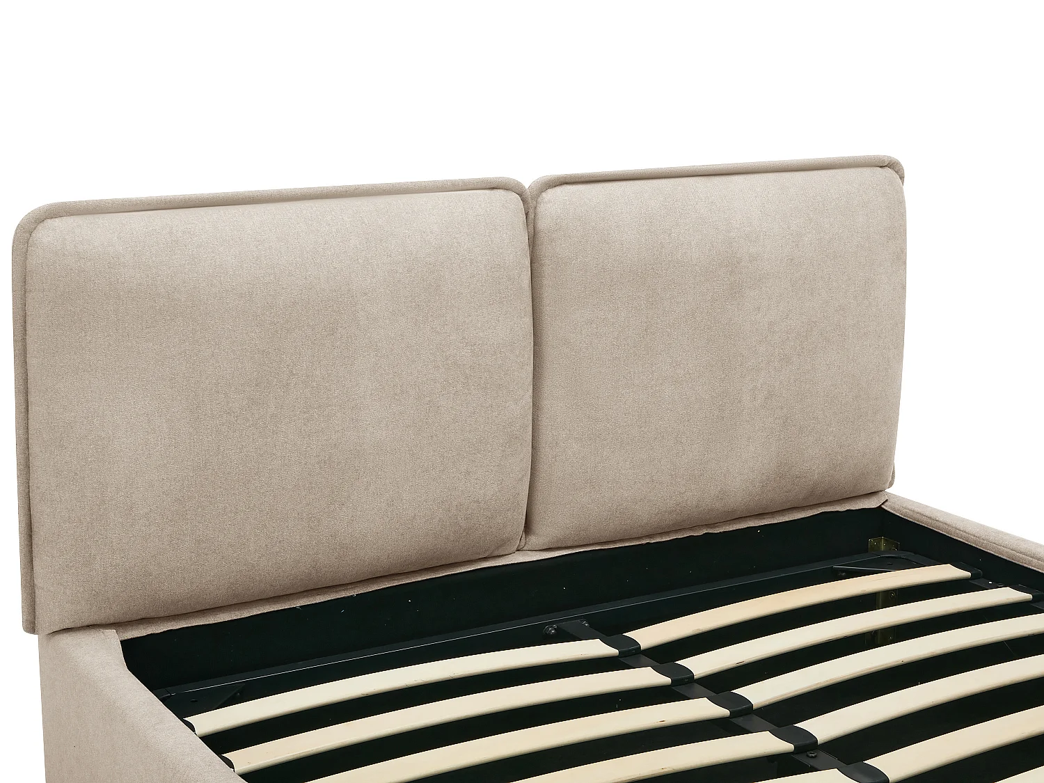 Lit coffre déhoussable 140 x 190 cm - Tissu - Beige - TENESE