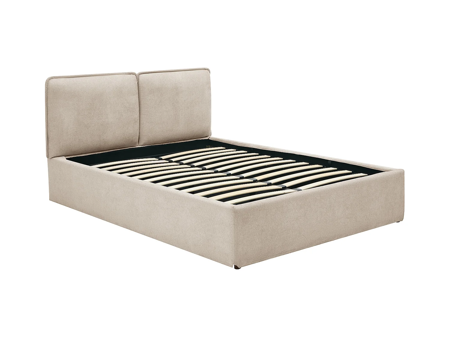 Bed met opbergruimte en afneembare hoes 140 x 190 cm - Stof - Beige - TENESE