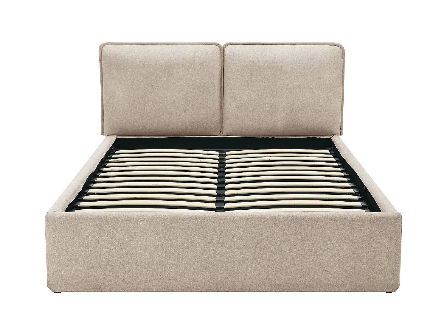 Lit coffre déhoussable 160 x 200 cm - Tissu - Beige - TENESE