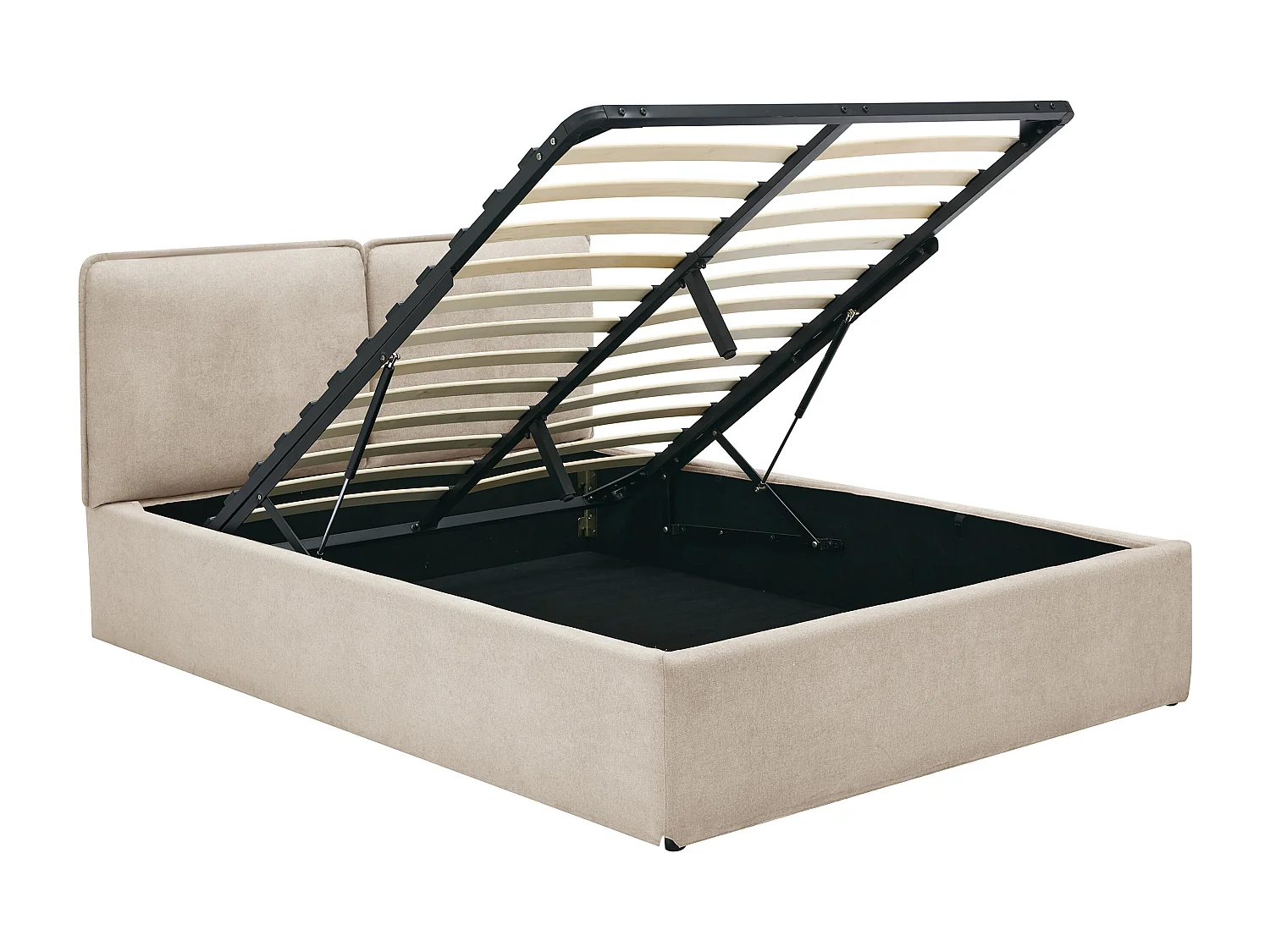 Seng med aftageligt betræk og opbevaring 160 x 200 cm - Stof - Beige - TENESE