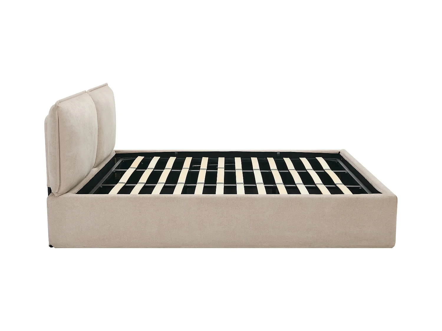 Bed met opbergruimte en afneembare hoes 180 x 200 cm - Stof - Beige - TENESE