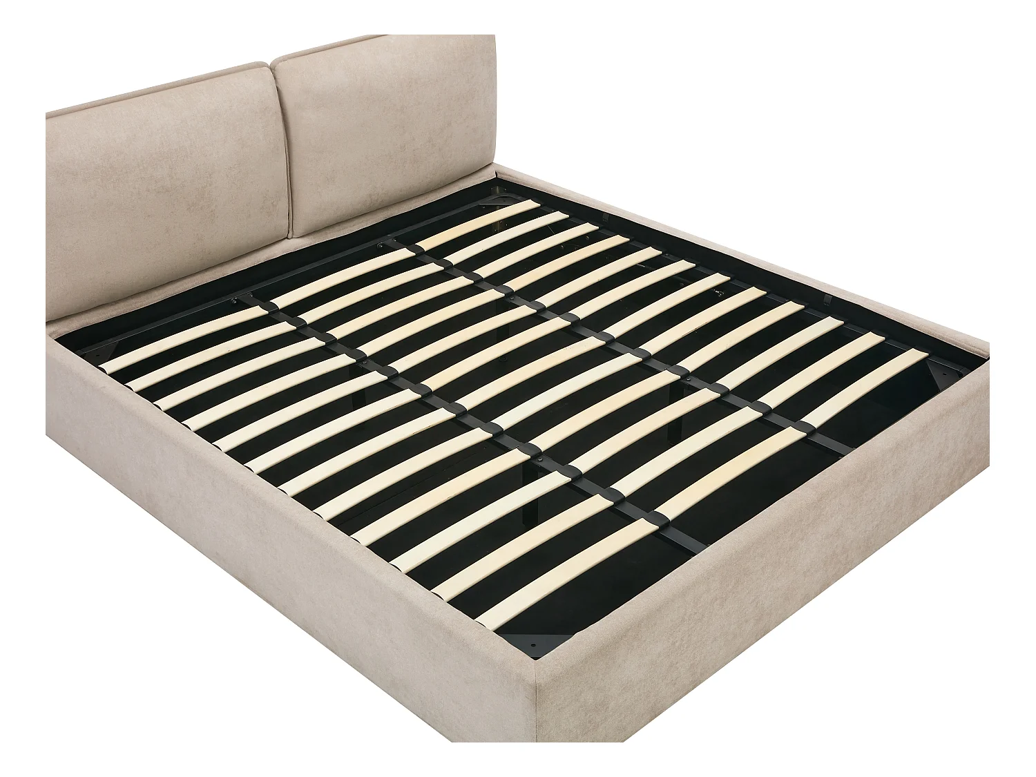 Bed met opbergruimte en afneembare hoes 180 x 200 cm - Stof - Beige - TENESE