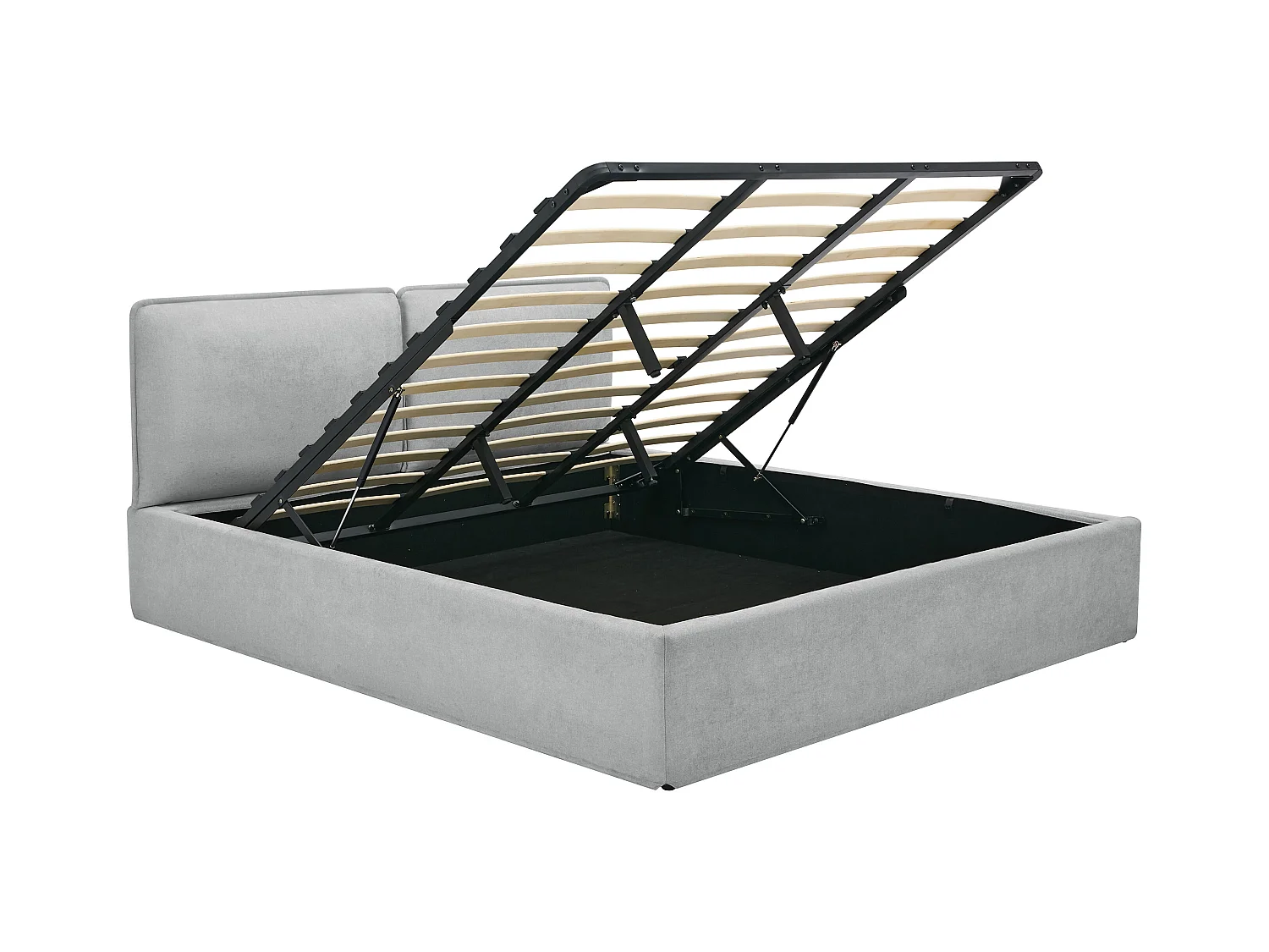 Bed met opbergruimte en afneembare hoes 180 x 200 cm - Stof - Lichtgrijs - TENESE