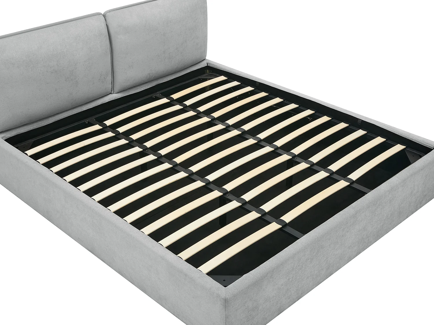 Lit coffre déhoussable 180 x 200 cm - Tissu - Gris clair - TENESE