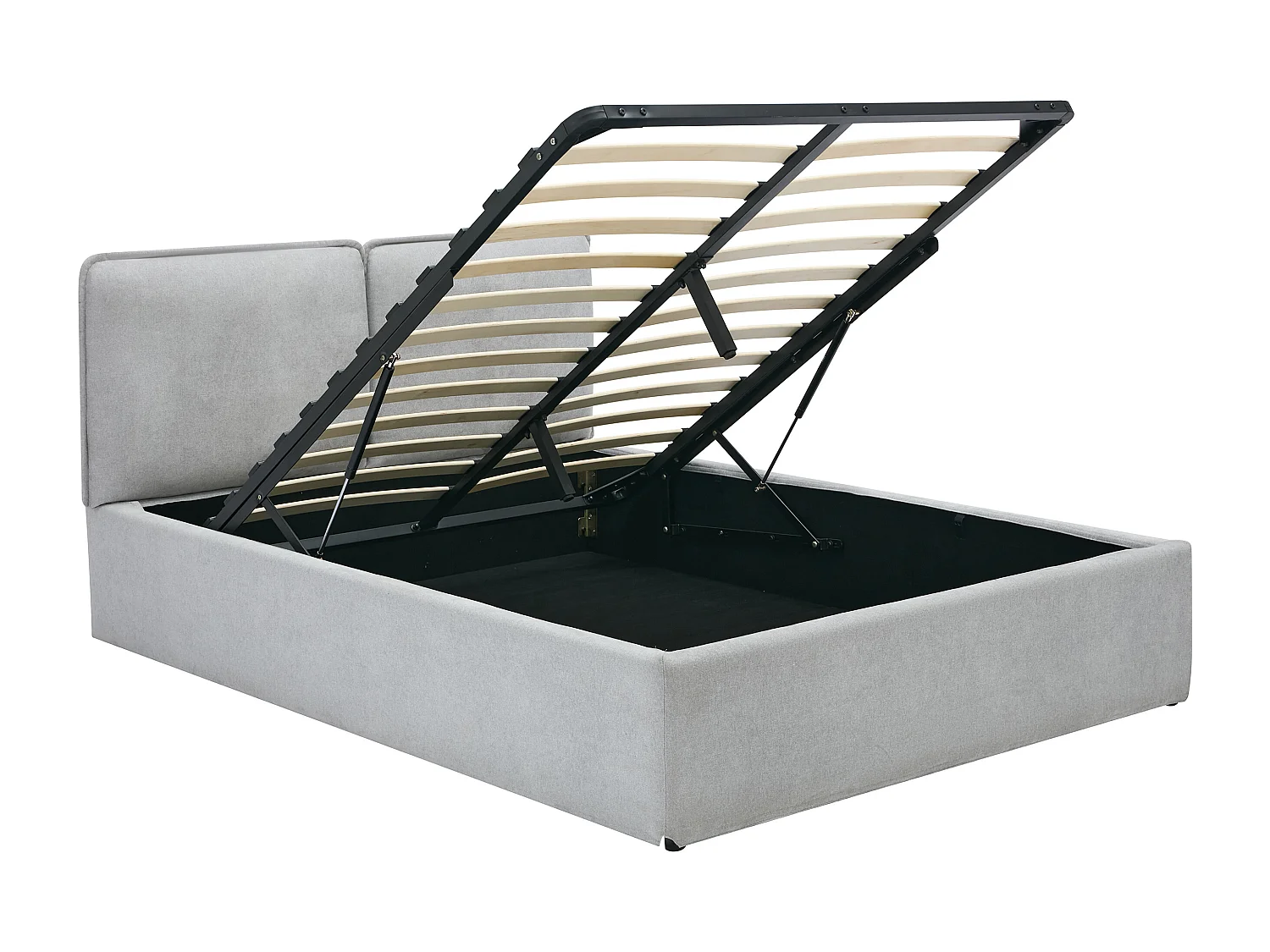 Lit coffre déhoussable 140 x 190 cm - Tissu - Gris clair - TENESE