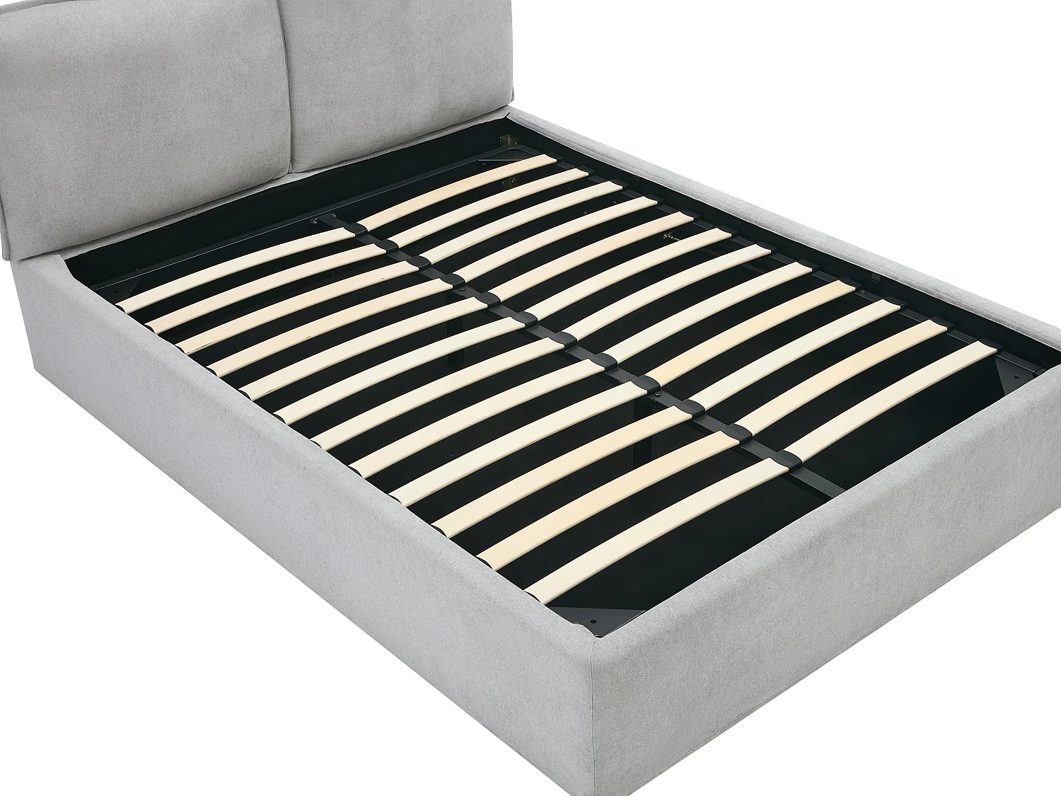 Lit coffre déhoussable 140 x 190 cm - Tissu - Gris clair - TENESE