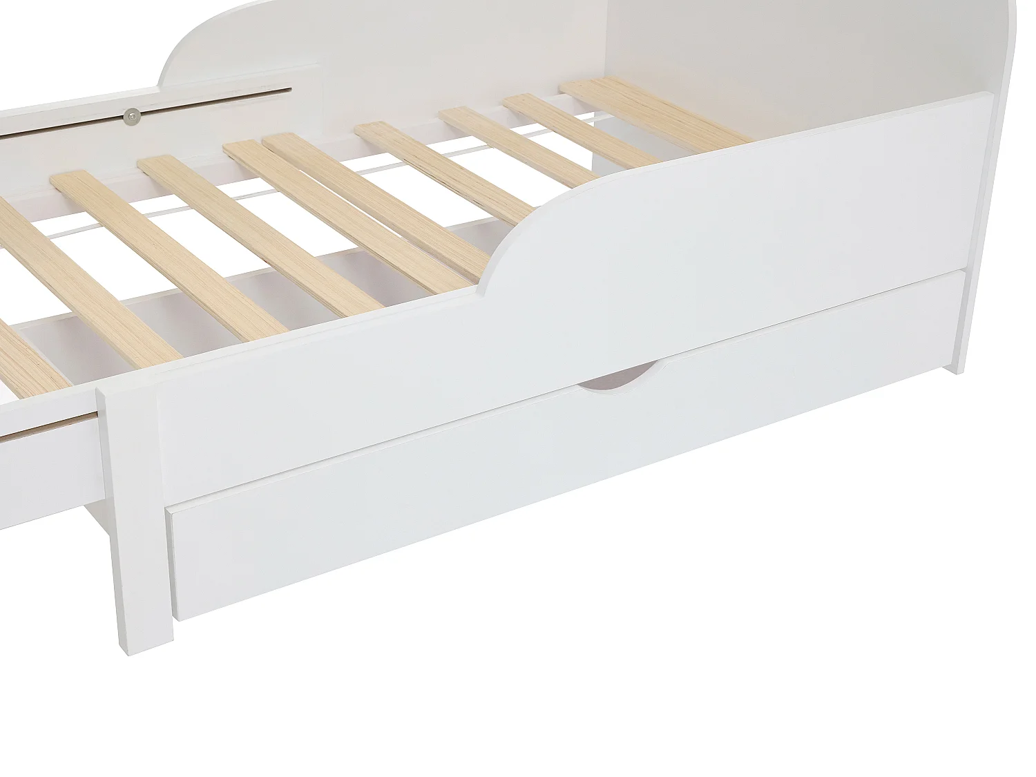 Bett mitwachsend mit Schublade - 90 x 140/170/200 cm - Kiefer & MDF - Weiß - TEONIA