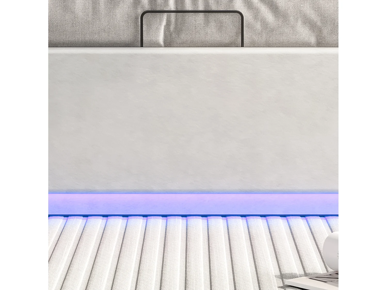 Truhenbett 160 x 200 cm mit LED-Beleuchtung und USB-Aufladung – hydraulisch – Doppelbett – PU – Beige