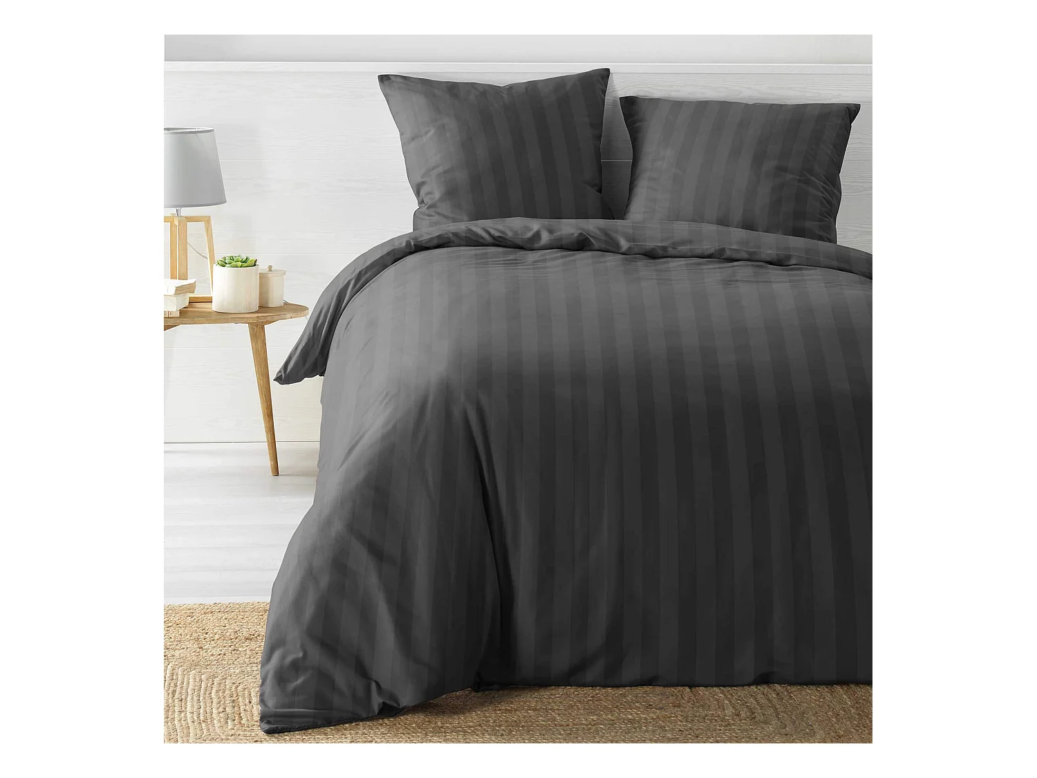 Parure de Lit 3 Pièces "Cleo" 240x220cm Anthracite
