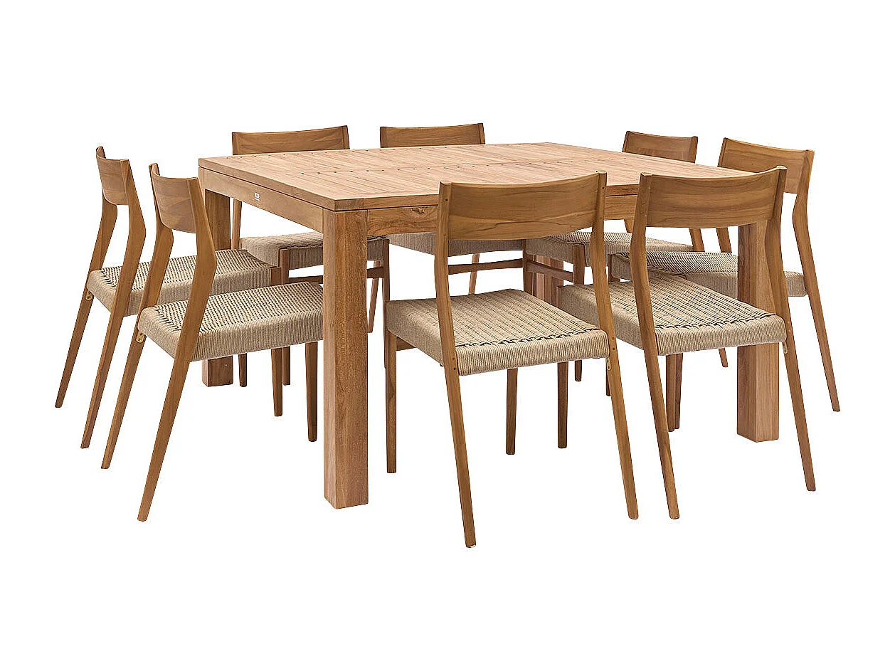 Salón de jardín de madera de teca maciza para  2/8 pers. LIVIE