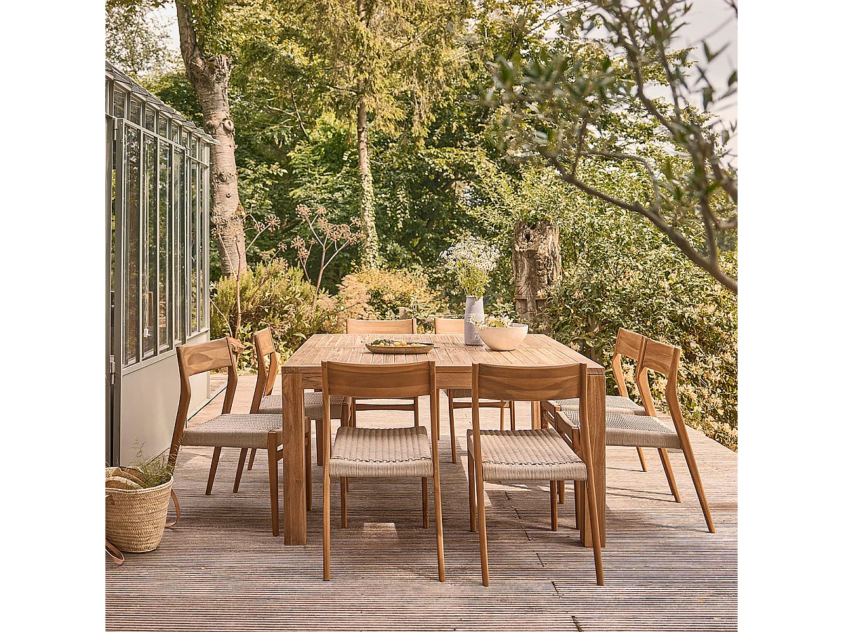 Salon de jardin en teck massif et cordage 8 places