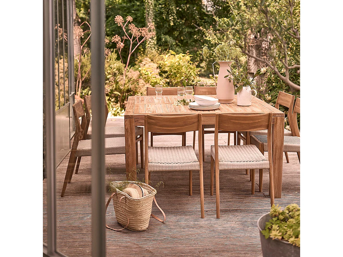 Salon de jardin en teck massif et cordage 8 places