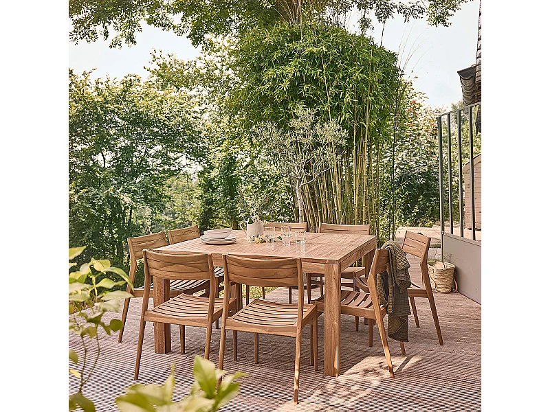 Set da esterno in massello di teak per 8 persone APRIL