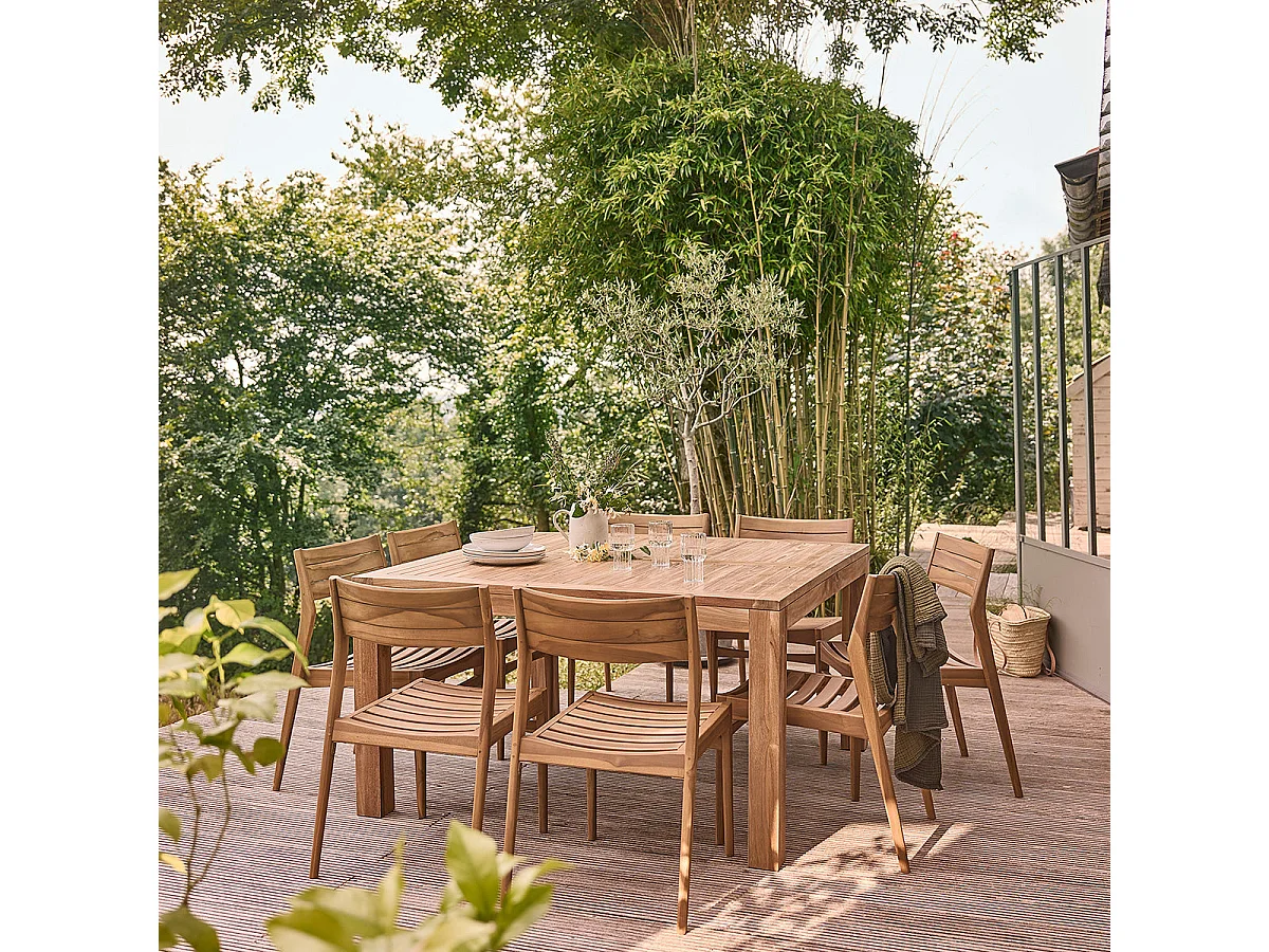 Salón de jardín de madera de teca maciza para  2/8 pers. APRIL