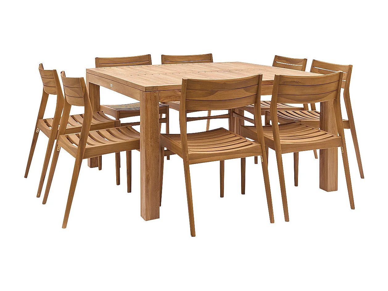 Salón de jardín de madera de teca maciza para  2/8 pers. APRIL