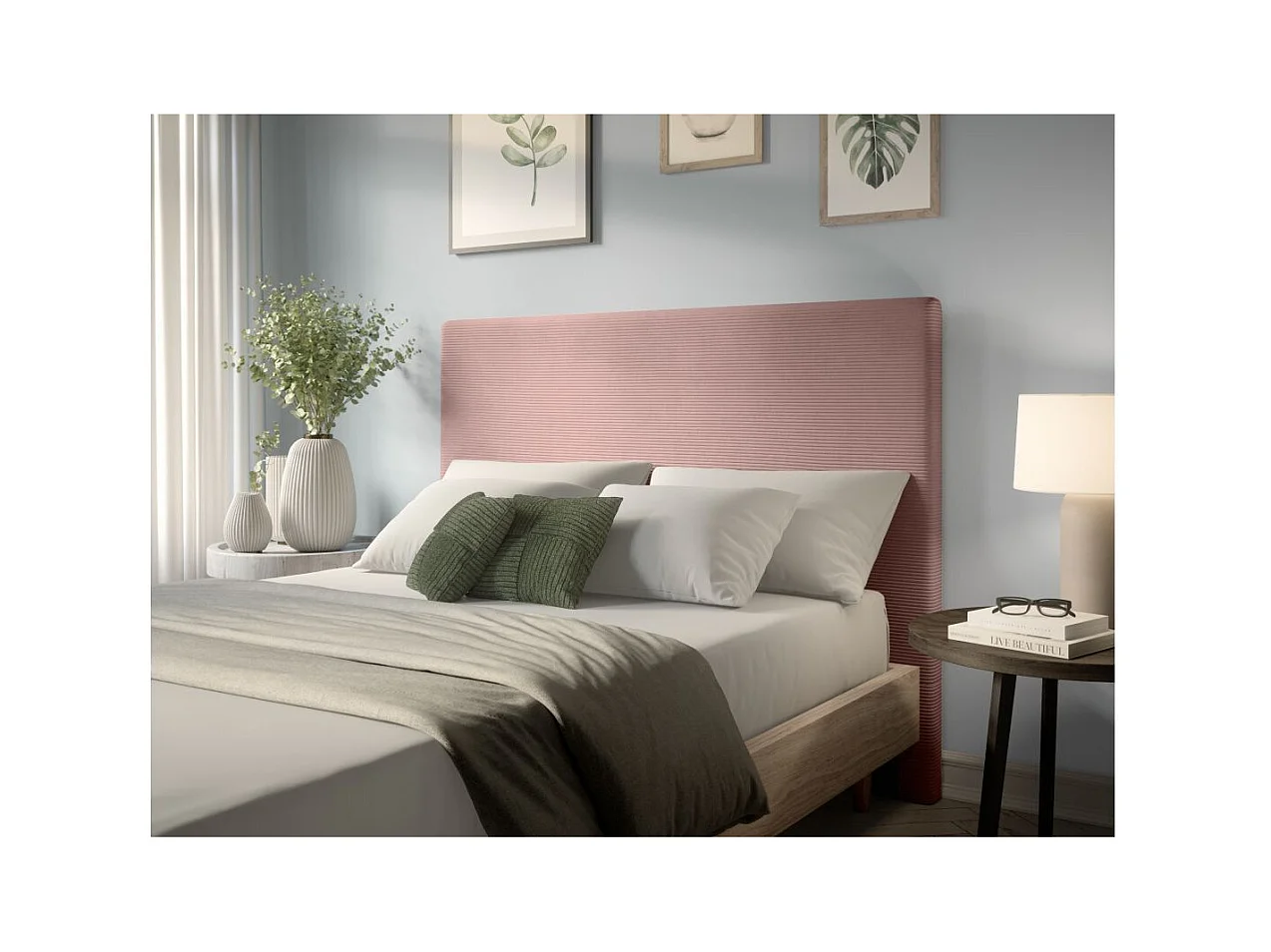 Tête de lit NUMA en velours côtelé - Rose - Largeur 160 cm