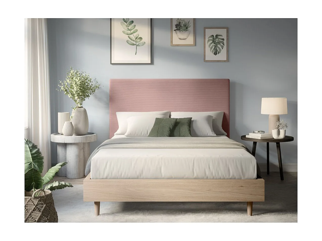 Tête de lit NUMA en velours côtelé - Rose - Largeur 160 cm