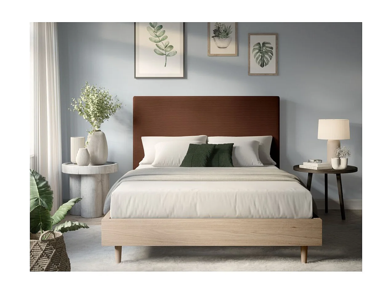 Tête de lit NUMA en velours côtelé - Marron - Largeur 160 cm