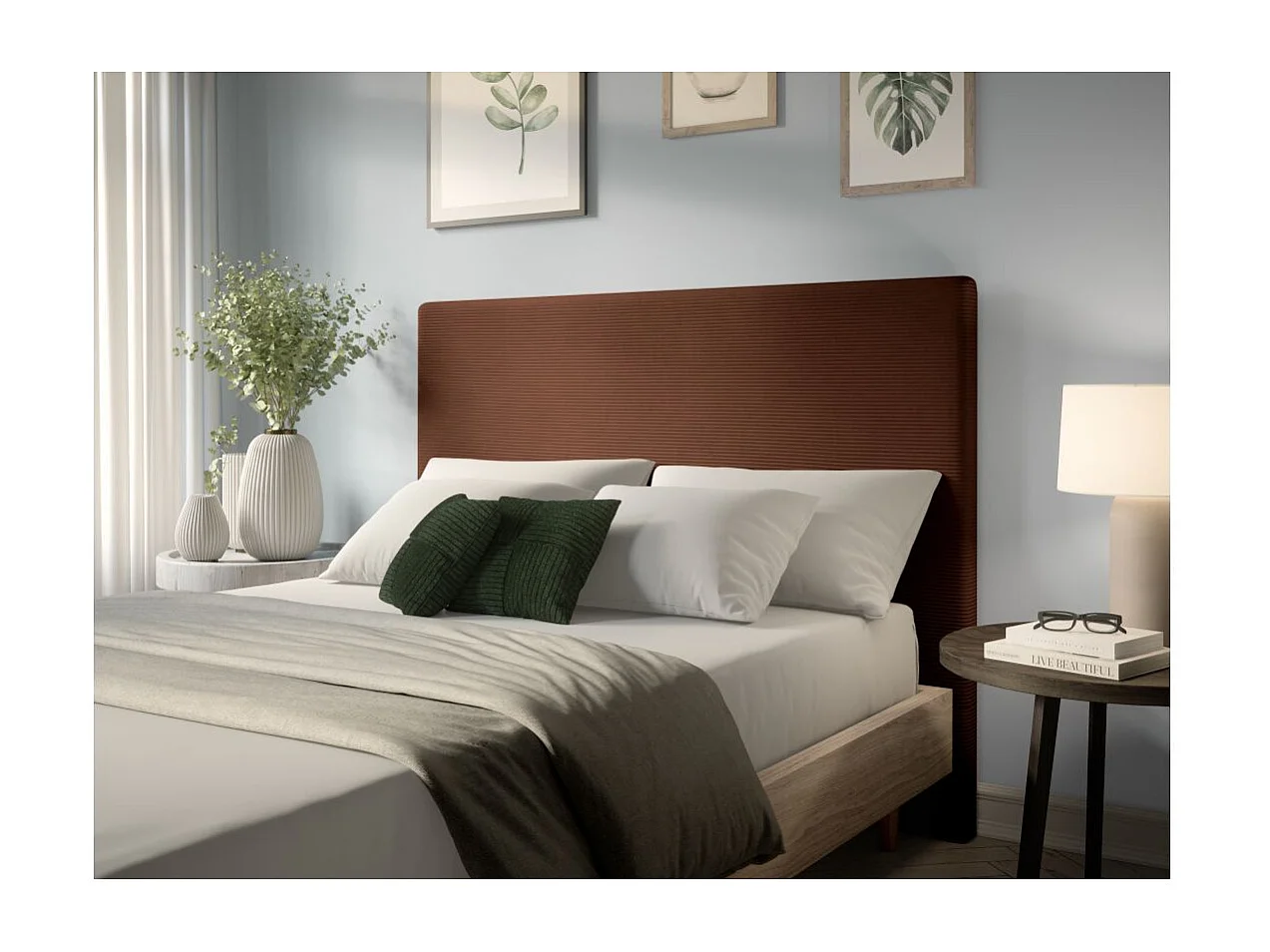 Tête de lit NUMA en velours côtelé - Marron - Largeur 160 cm