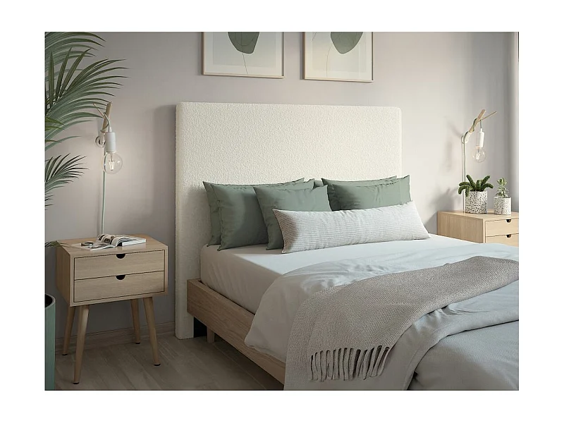 Tête de lit NUMA en tissu bouclette - Blanc - Largeur 140 cm
