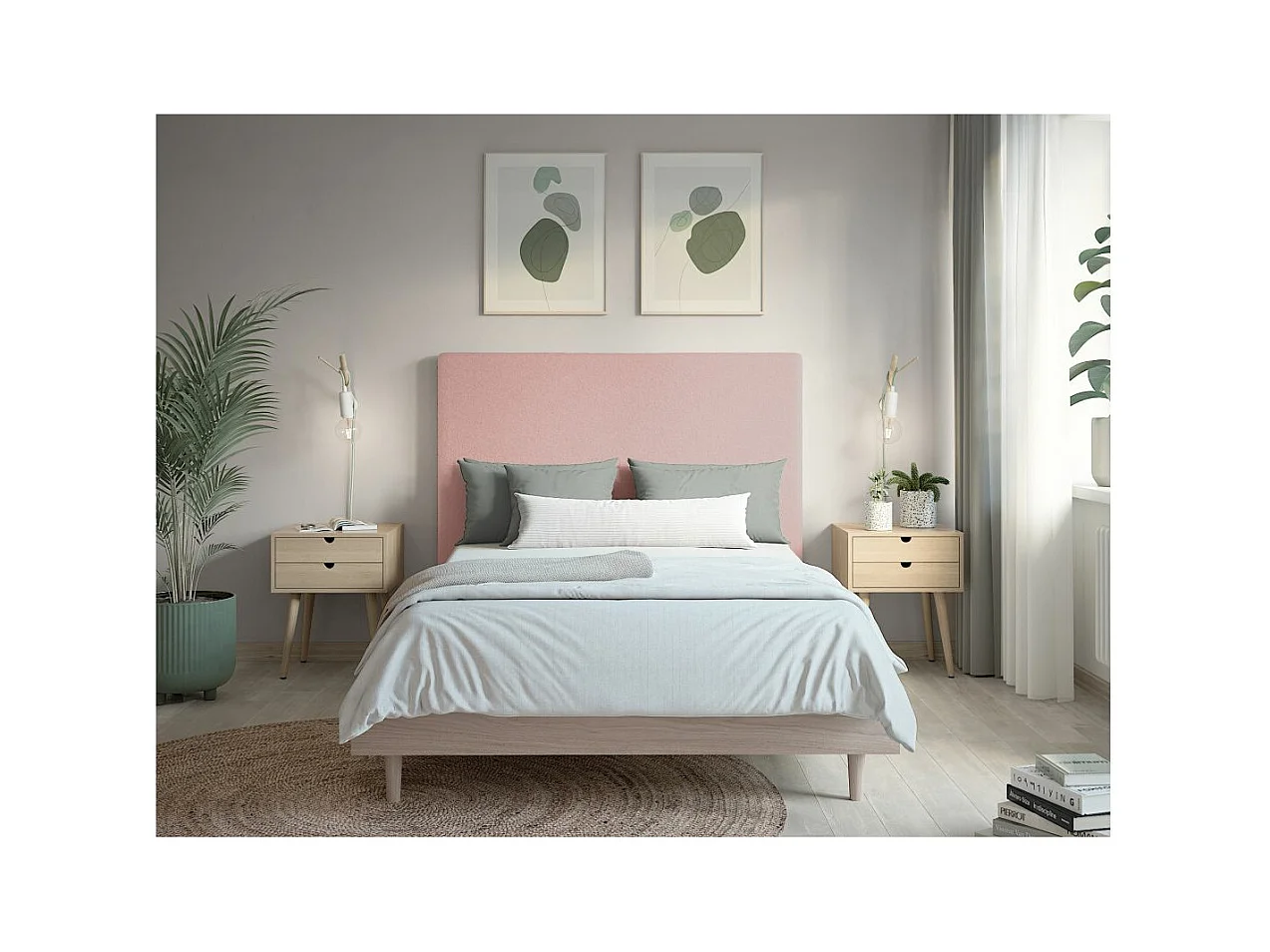 Tête de lit NUMA en tissu bouclette - Rose - Largeur 160 cm