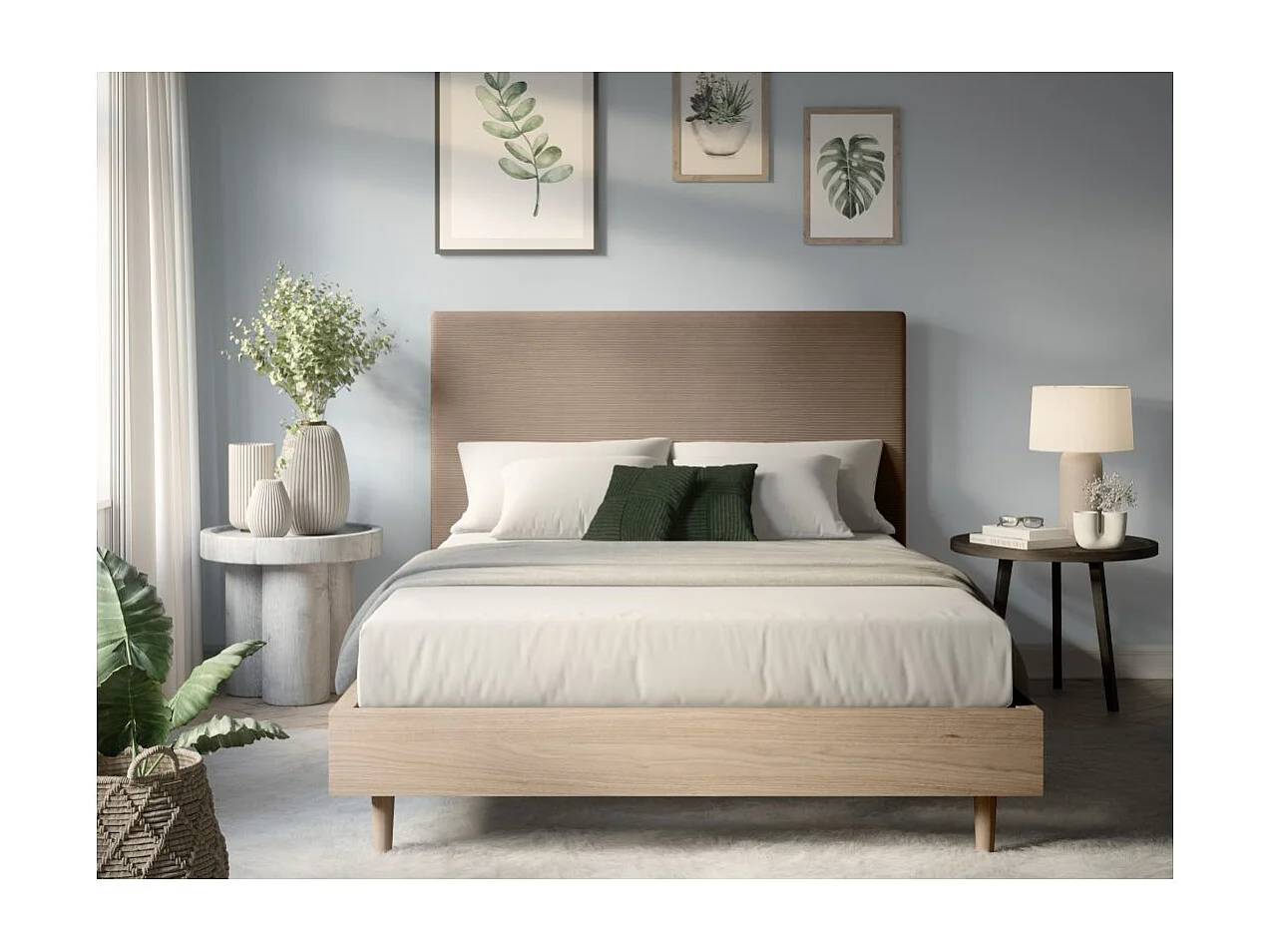 Tête de lit NUMA en velours côtelé - Taupe - Largeur 140 cm