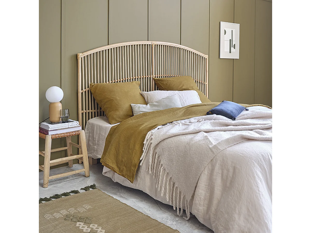 Cabecero de cama alto de ratán de 180 cm de ancho