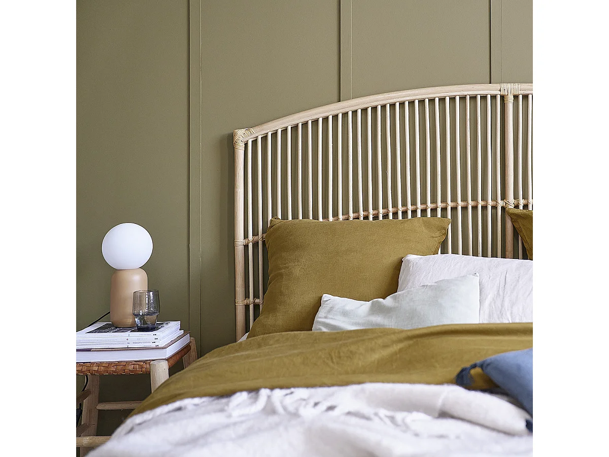 Cabecero de cama alto de ratán de 180 cm de ancho