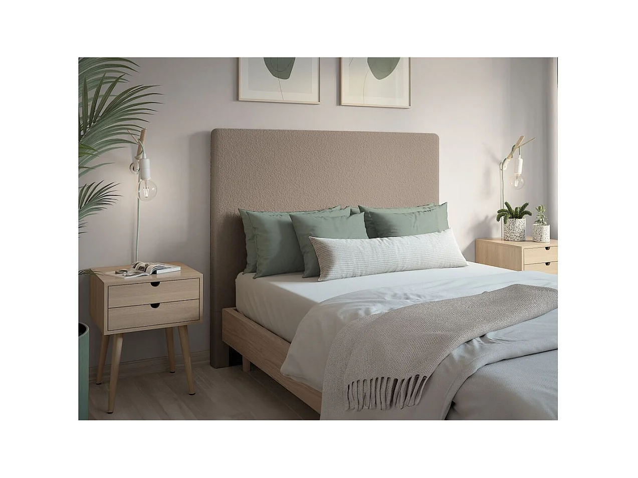 Tête de lit NUMA en tissu bouclette - Taupe - Largeur 160 cm